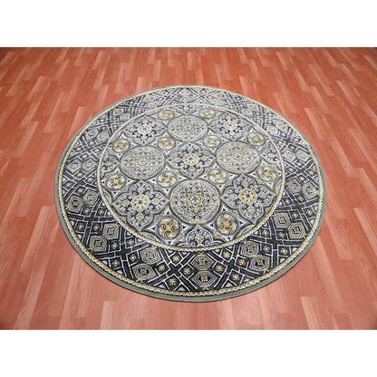 Transitional Wool & Silk Hand Knotted Rug Brown Brown 6.1X6.1 -O075130