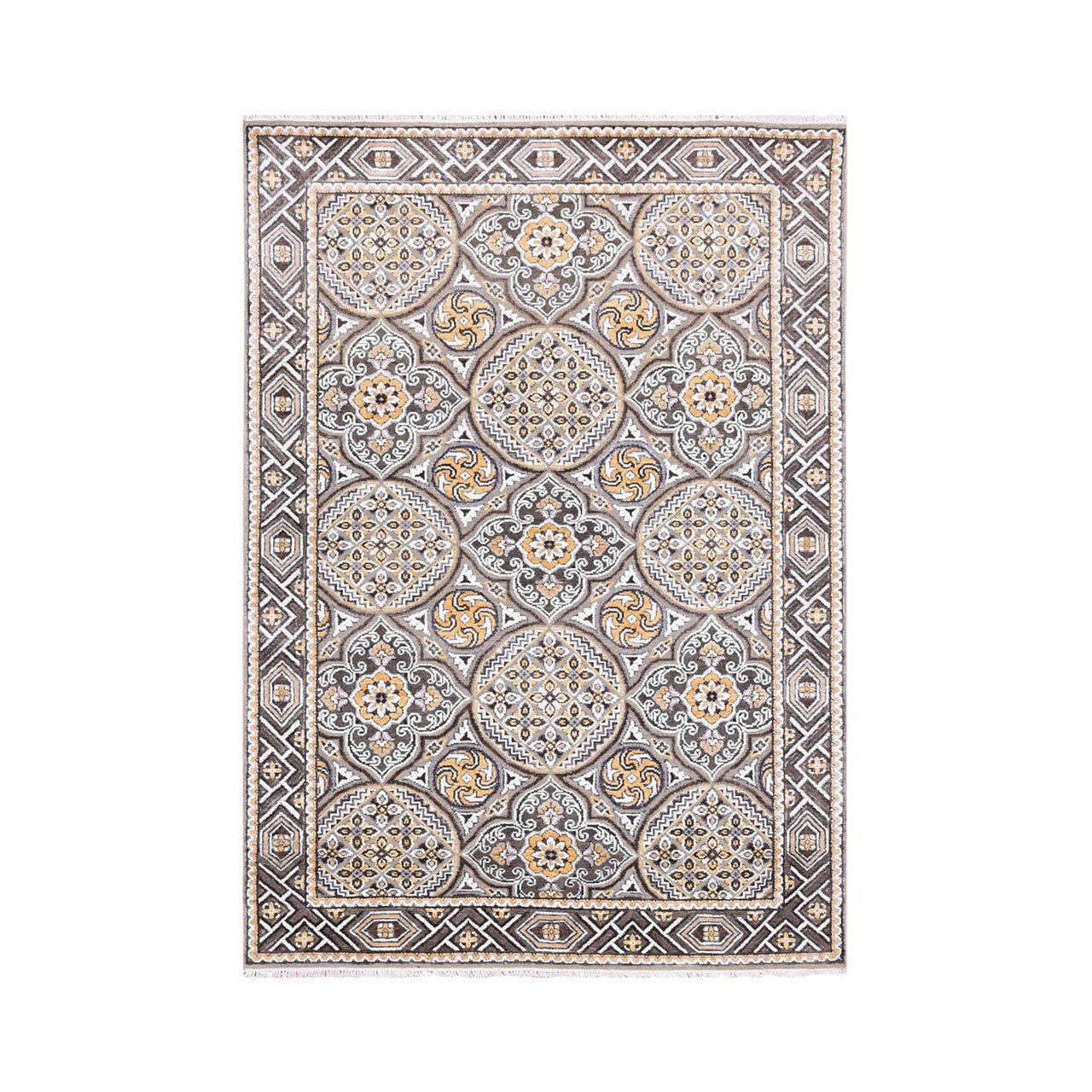 Transitional Wool & Silk Hand Knotted Rug Brown Brown 4.0X6.2 -O075132