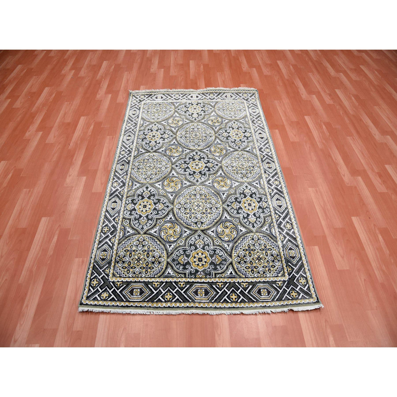 Transitional Wool & Silk Hand Knotted Rug Brown Brown 4.0X6.2 -O075132