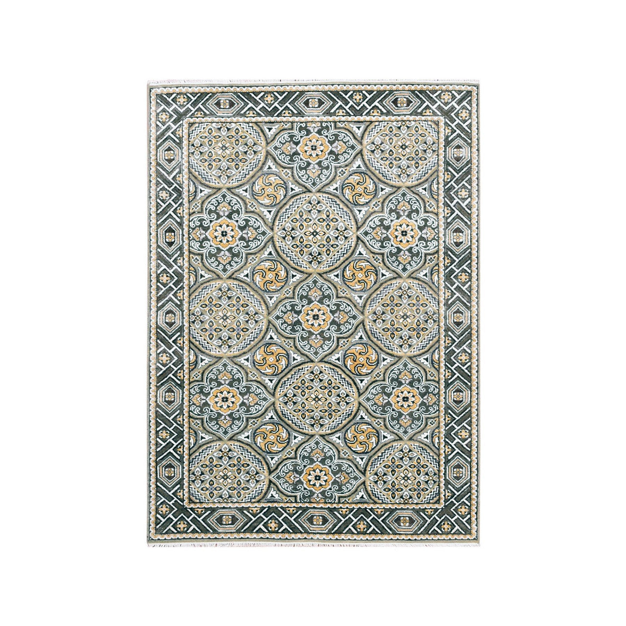 Transitional Wool & Silk Hand Knotted Rug Brown Brown 4.0X6.2 -O075133