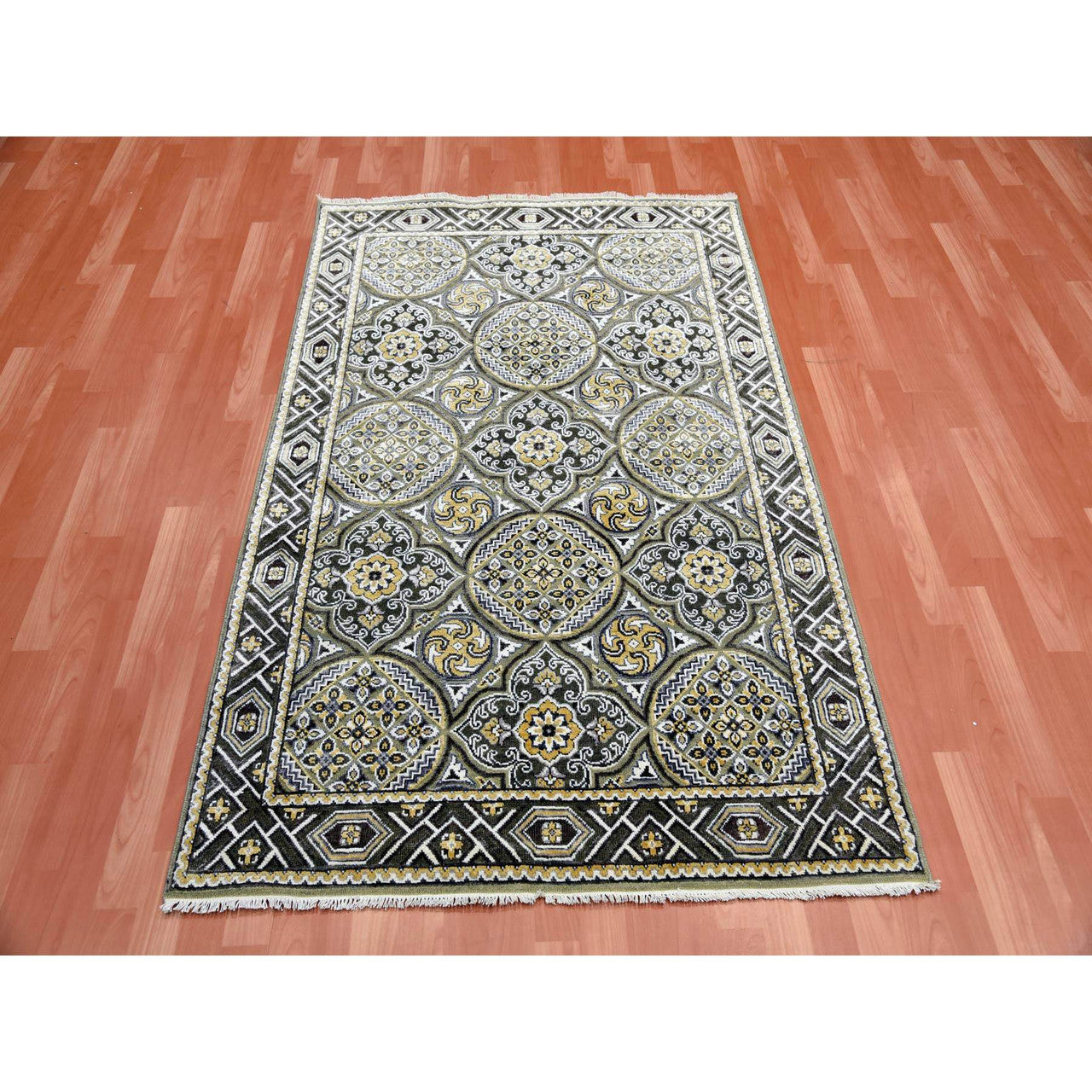 Transitional Wool & Silk Hand Knotted Rug Brown Brown 4.0X6.2 -O075133