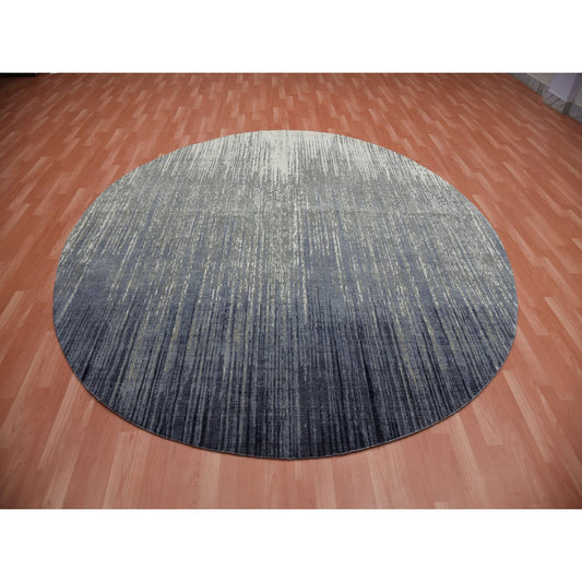 Modern and Contemporary Wool Hand Knotted Rug Blue Brown 9.0X9.1 -O075142