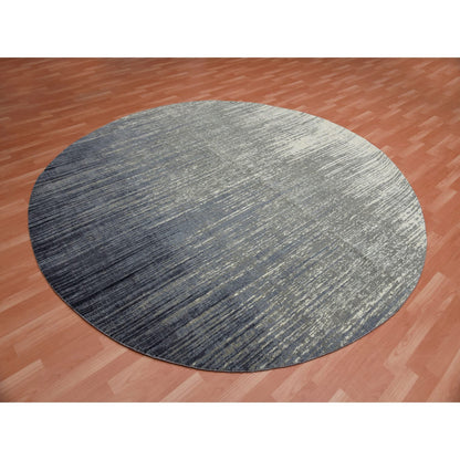 Modern and Contemporary Wool Hand Knotted Rug Blue Brown 9.0X9.1 -O075142