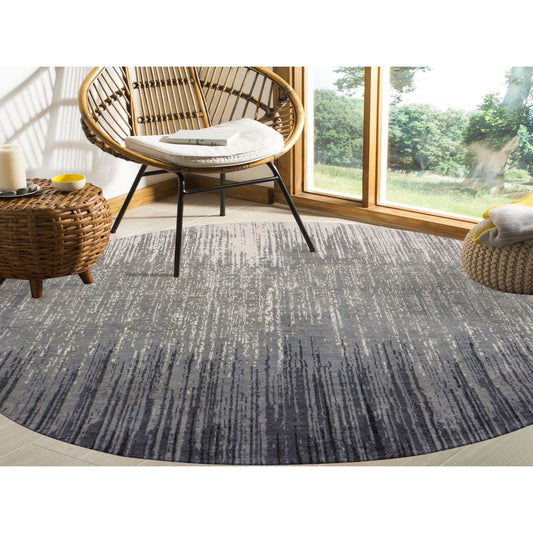 Modern and Contemporary Wool Hand Knotted Rug Grey Brown 7.10X8.1 -O075145