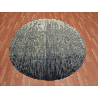 Modern and Contemporary Wool Hand Knotted Rug Grey Gray 6.0X6.0 -O075148
