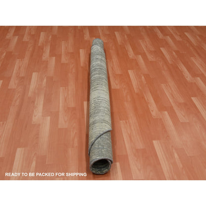 Modern and Contemporary Wool Hand Knotted Rug Grey Gray 6.0X6.0 -O075148