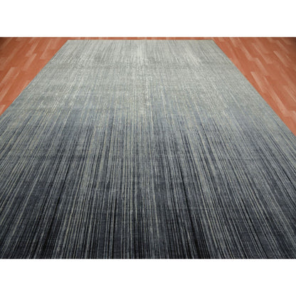 Modern and Contemporary Wool Hand Knotted Rug Grey Gray 14.0X18.1 -O075150