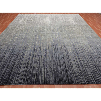 Modern and Contemporary Wool Hand Knotted Rug Grey No Border 12.2X15.0 -O075152