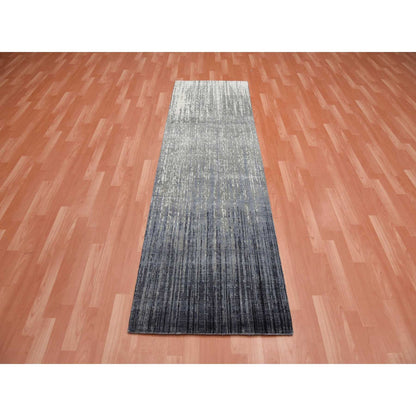 Modern and Contemporary Wool Hand Knotted Rug Grey No Border 2.6X8.0 -O075157