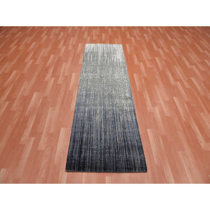 Modern and Contemporary Wool Hand Knotted Rug Grey No Border 2.6X8.0 -O075158