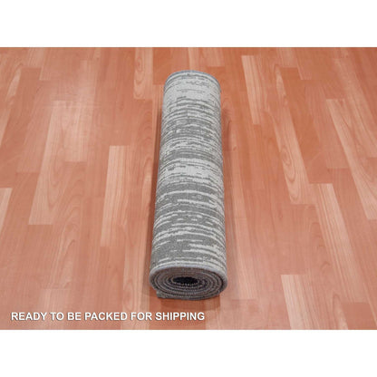 Modern and Contemporary Wool Hand Knotted Rug Grey No Border 2.6X8.0 -O075158