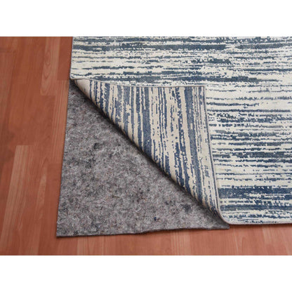 Modern and Contemporary Wool & Silk Hand Knotted Rug Ivory 11.7x14.10 -O075161