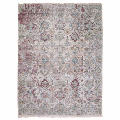Transitional Wool Hand Knotted Rug Ivory No Border 9.0X12.0 -O075165