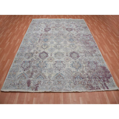 Transitional Wool Hand Knotted Rug Ivory No Border 9.0X12.0 -O075165