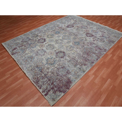 Transitional Wool Hand Knotted Rug Ivory No Border 9.0X12.0 -O075165