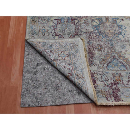 Transitional Wool Hand Knotted Rug Ivory No Border 9.0X12.0 -O075165