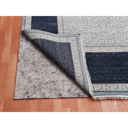 Modern and Contemporary Wool Hand Knotted Rug Blue Navy Blue 12.2X15.3 -O075169