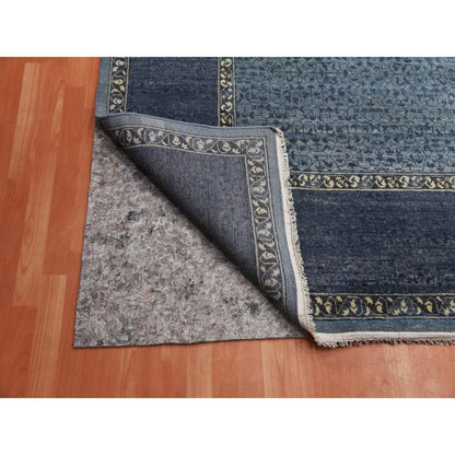 Modern and Contemporary Wool Hand Knotted Rug Blue Navy Blue 12.0X15.4 -O075170