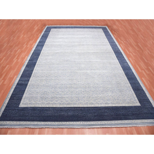 Modern and Contemporary Wool Hand Knotted Rug Blue Navy Blue 12.3X18.2 -O075171