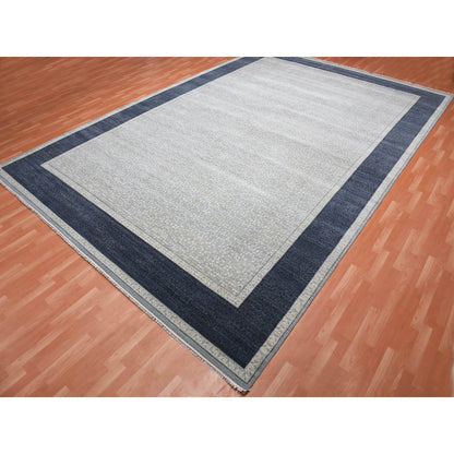 Modern and Contemporary Wool Hand Knotted Rug Blue Navy Blue 12.3X18.2 -O075171