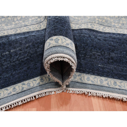 Modern and Contemporary Wool Hand Knotted Rug Blue Navy Blue 12.3X18.2 -O075171