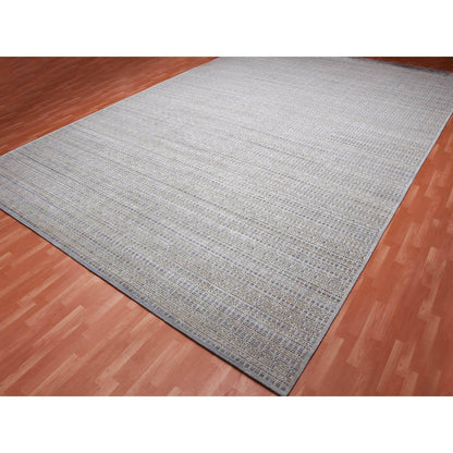 Modern and Contemporary Wool & Silk Hand Knotted Rug Grey No Border 14.0X20.4 -O075173