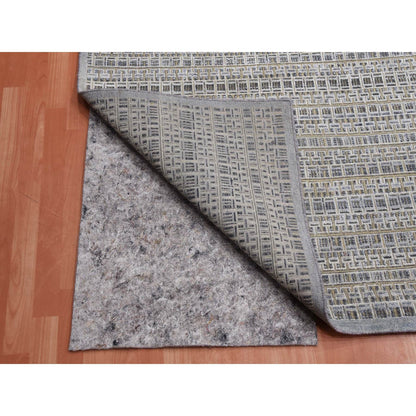 Modern and Contemporary Wool & Silk Hand Knotted Rug Grey No Border 14.0X20.4 -O075173
