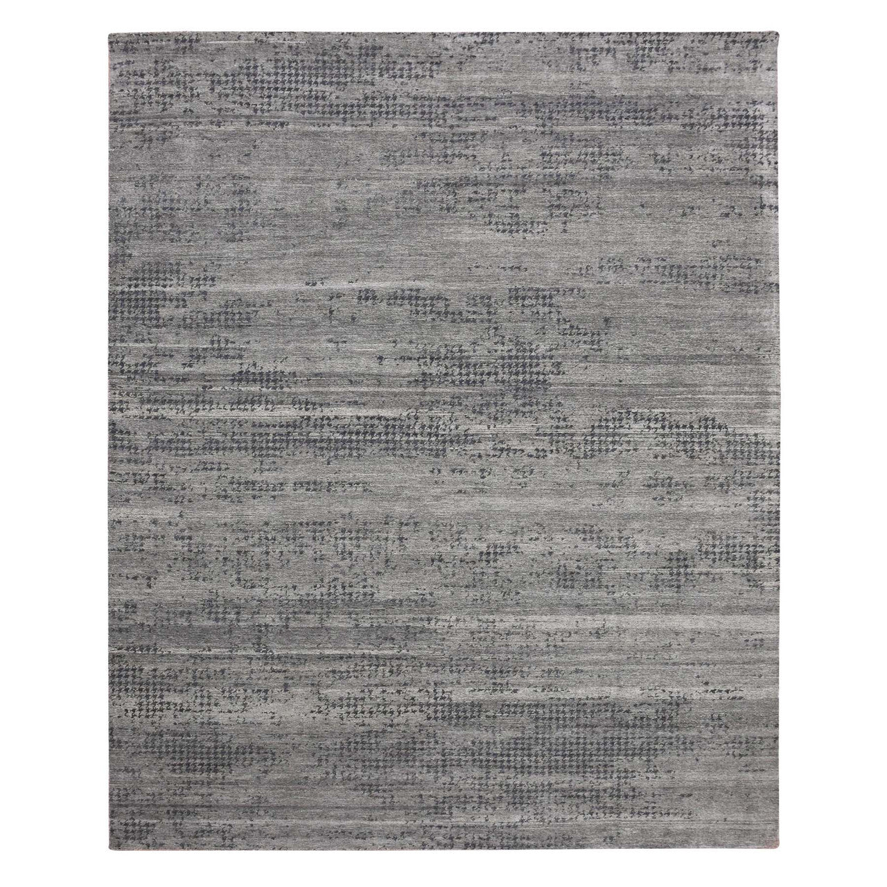 Gray 8'0" x 10'1" Modern and Contemporary Hand knotted Silk Rug - Sku: O075179