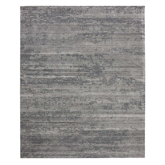 Modern and Contemporary Silk Hand Knotted Rug Grey No Border 8.0X10.1 -O075179