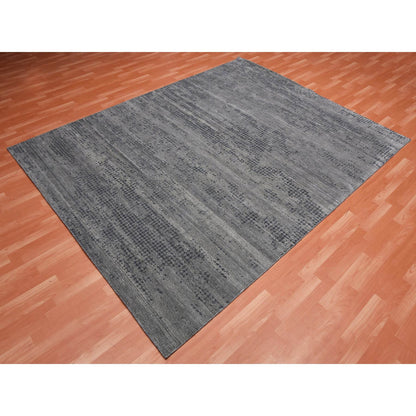 Modern and Contemporary Silk Hand Knotted Rug Grey No Border 8.0X10.1 -O075179