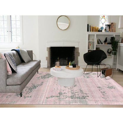 Modern and Contemporary Silk Hand Knotted Rug Pink No Border 8.9X12.2 -O075180