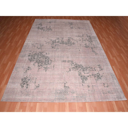 Modern and Contemporary Silk Hand Knotted Rug Pink No Border 8.9X12.2 -O075180