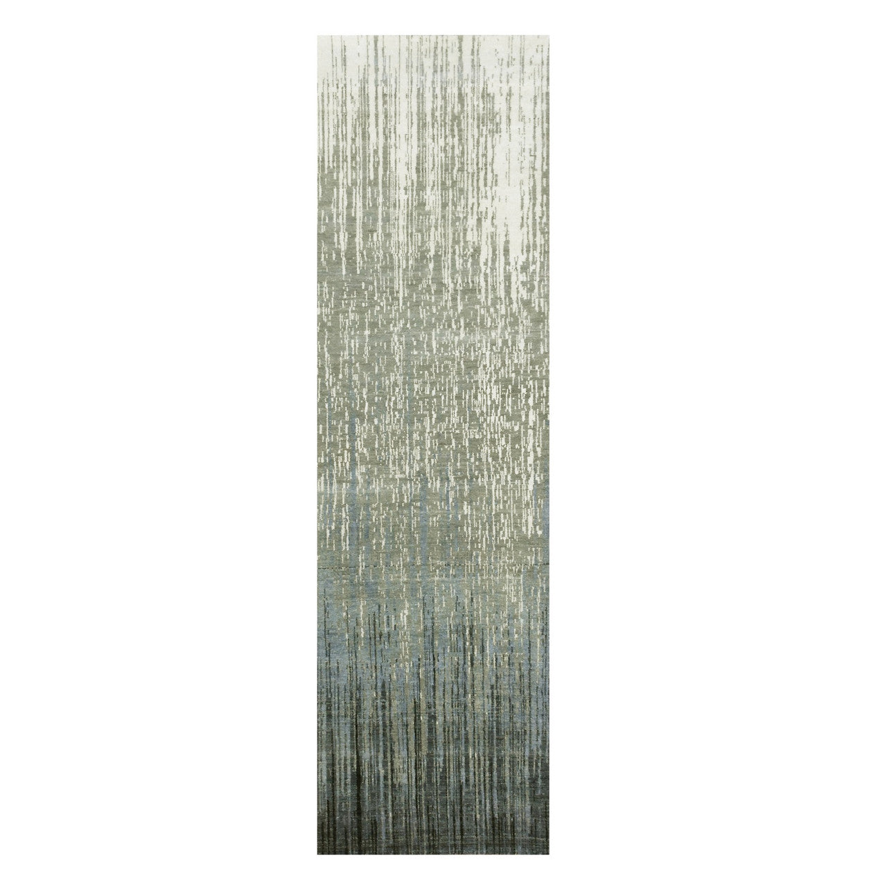 Gray 2'6" x 10'2" Modern and Contemporary Hand knotted Wool Rug - Sku: O075183