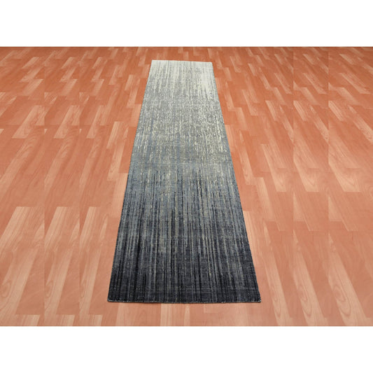 Modern and Contemporary Wool Hand Knotted Rug Grey No Border 2.6X10.2 -O075183