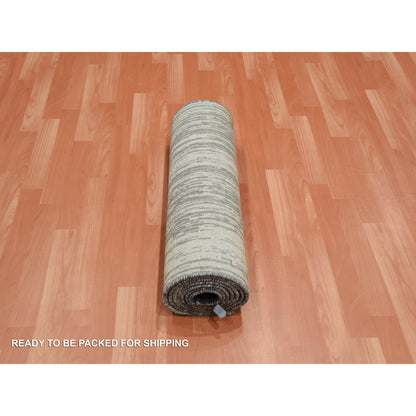 Modern and Contemporary Wool Hand Knotted Rug Grey No Border 2.6X10.2 -O075183