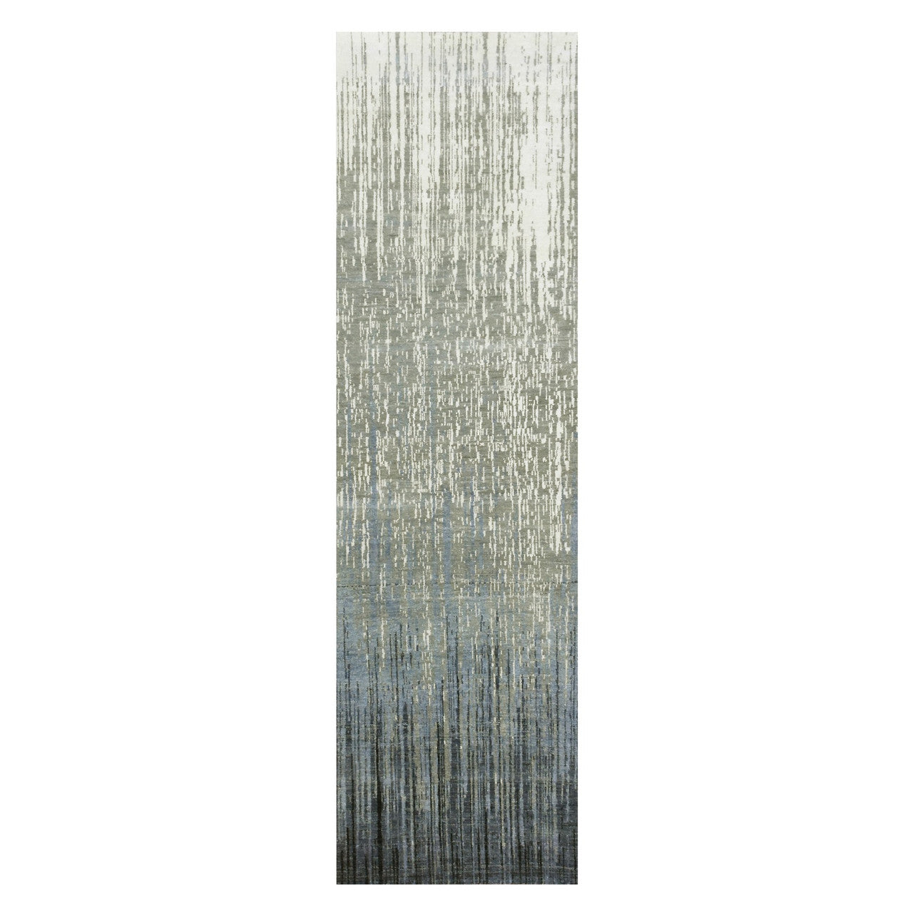 Gray 2'6" x 10'2" Modern and Contemporary Hand knotted Wool Rug - Sku: O075184