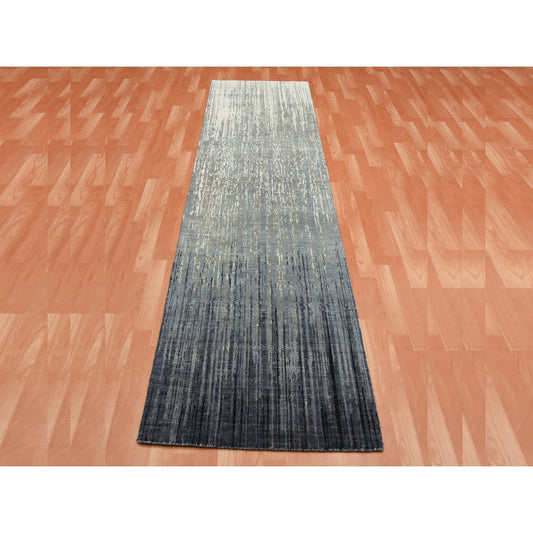 Modern and Contemporary Wool Hand Knotted Rug Grey No Border 2.6X10.2 -O075184