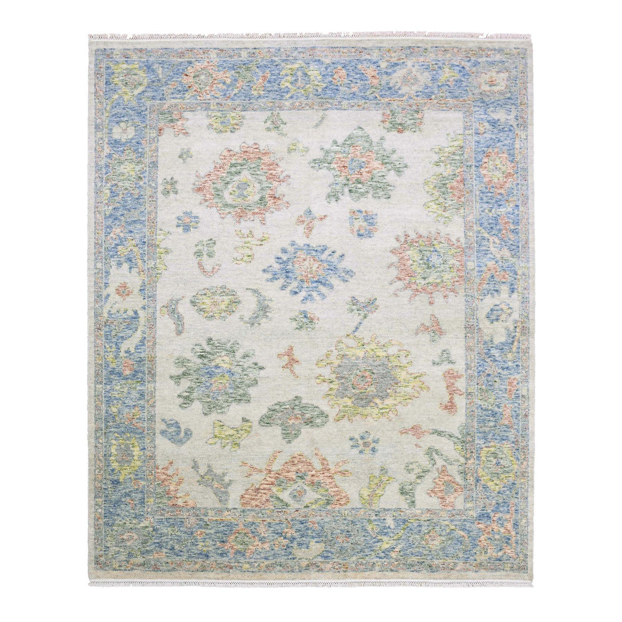Ivory 8'0" x 9'9" Oushak And Peshawar Hand knotted Wool Rug - Sku: O075188