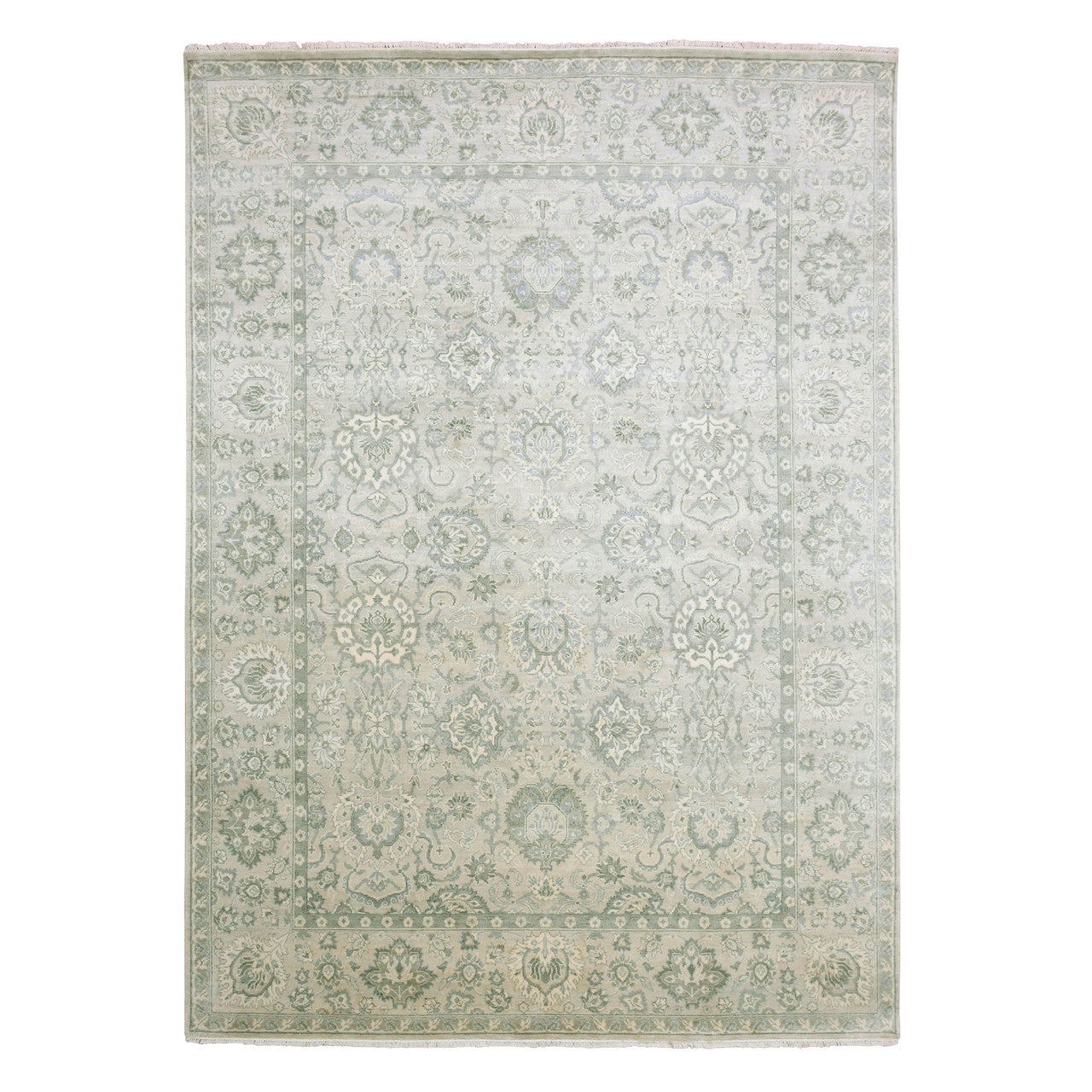 Gray 8'6" x 12'0" Oushak And Peshawar Hand knotted Silk Rug - Sku: O075193
