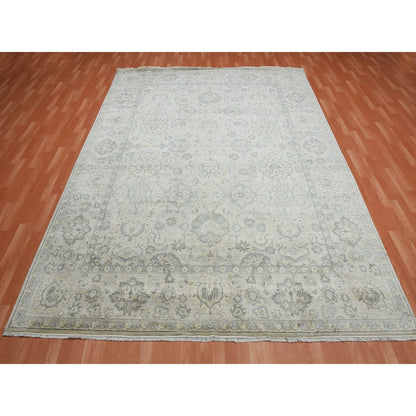 Oushak And Peshawar Silk Hand Knotted Rug Grey Gray 8.6X12.0 -O075193