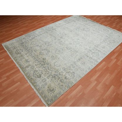 Oushak And Peshawar Silk Hand Knotted Rug Grey Gray 8.6X12.0 -O075193