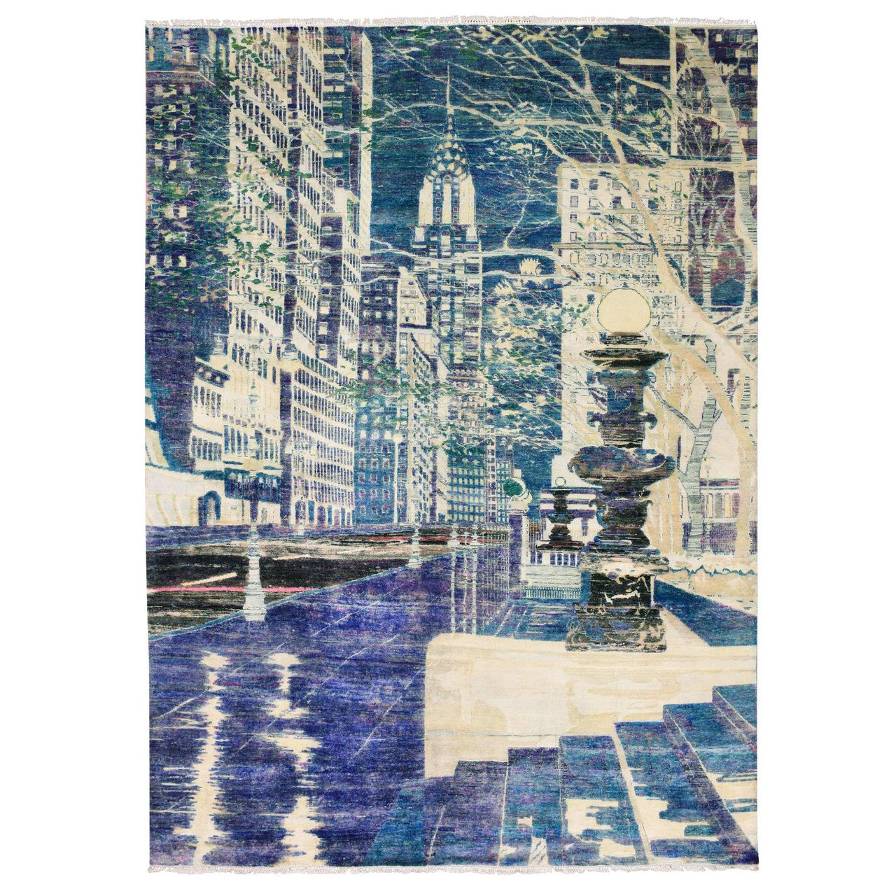 Purple 8'8" x 12'1" Modern and Contemporary Hand knotted Wool/Silk Rug - Sku: O075196