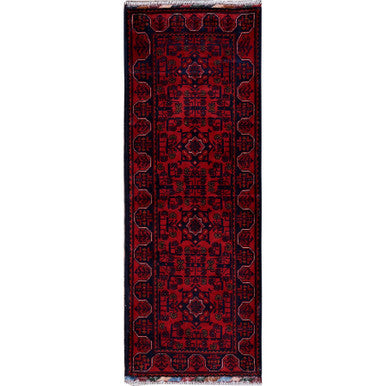 Tribal & Geometric Wool Hand Knotted Rug Red 1.9x4.10 -O0751