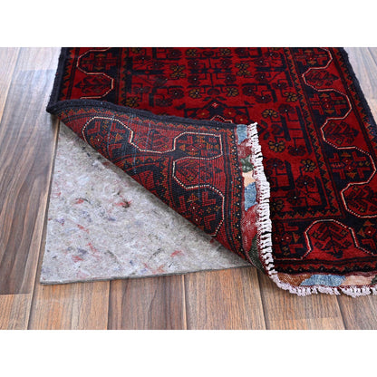 Tribal & Geometric Wool Hand Knotted Rug Red 1.9x4.10 -O0751
