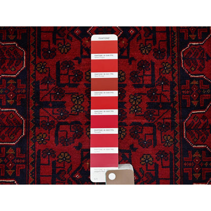 Tribal & Geometric Wool Hand Knotted Rug Red 1.9x4.10 -O0751