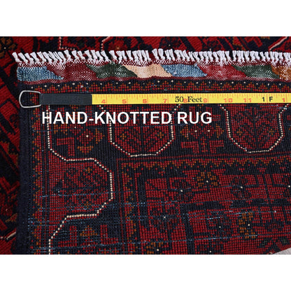 Tribal & Geometric Wool Hand Knotted Rug Red 1.9x4.10 -O0751
