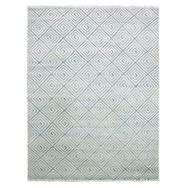 Modern and Contemporary Silk Hand Knotted Rug Ivory No Border 9.0X12.1 -O075200