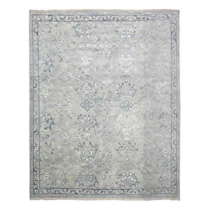Oushak And Peshawar Wool Hand Knotted Rug Grey Gray 8.2X9.10 -O075206