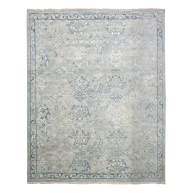 Oushak And Peshawar Wool Hand Knotted Rug Grey Gray 8.2X9.10 -O075206