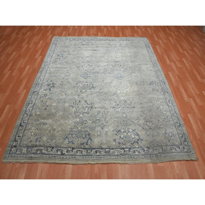 Oushak And Peshawar Wool Hand Knotted Rug Grey Gray 8.2X9.10 -O075206